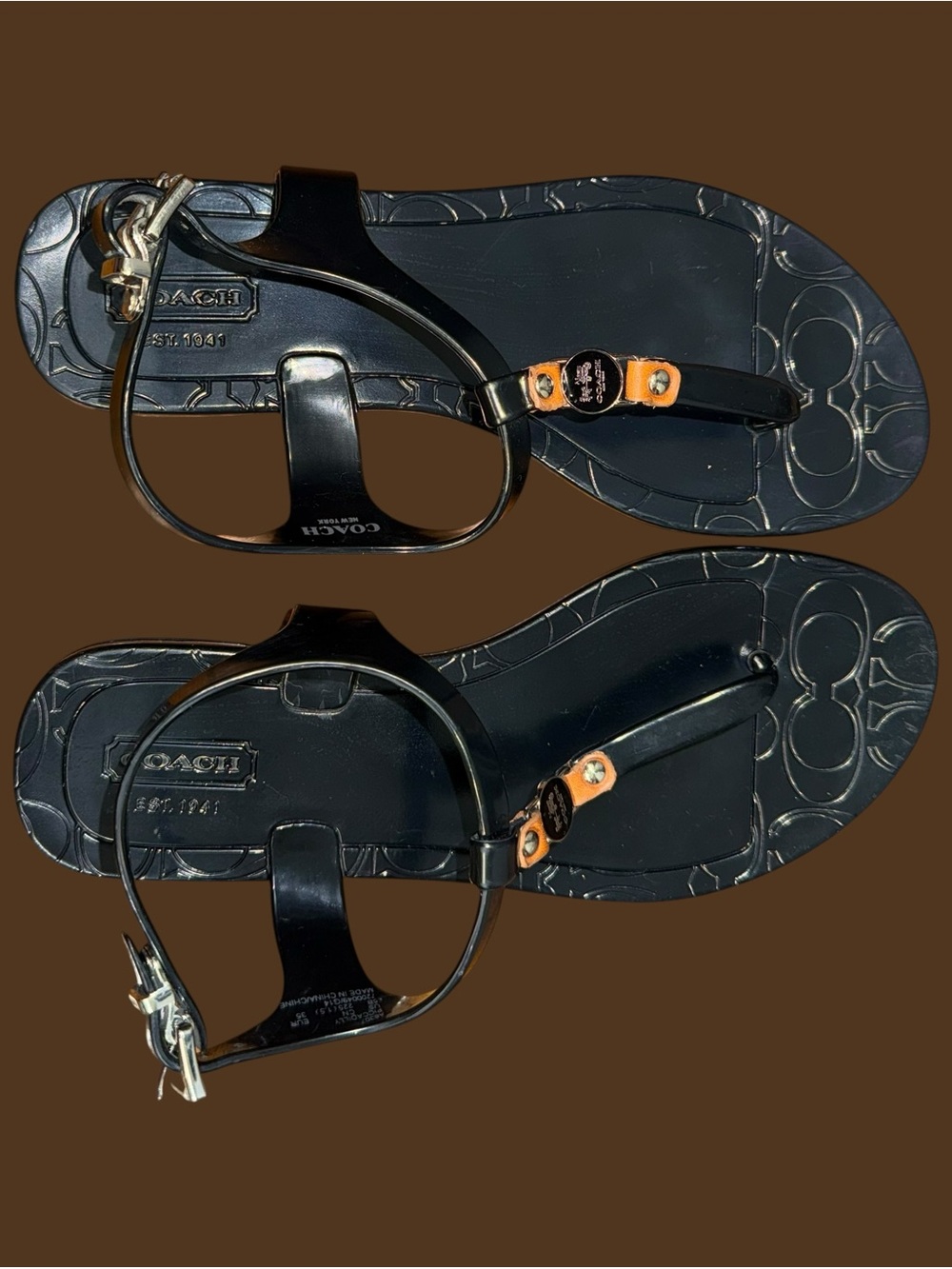 Coach Black Jelly Sandals - Picture 2 of 14